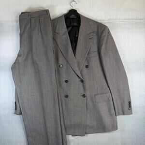 VTG Polo Ralph Lauren Double Breasted Suit Mens 46/38* Tall Gray Wool USA 90s